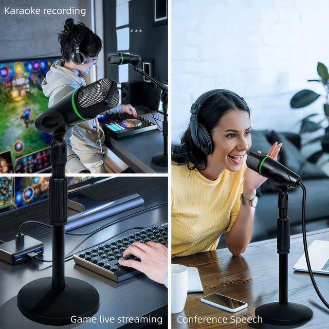 Alt view image 4 of 7 - Heavy-Duty Tabletop Microphone Stand - Universal Adjustable Mic Holder with Shock Mount & Non-Slip Base for Recording, Streaming, Podcasting