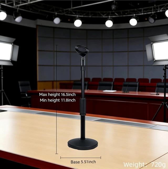 Alt view image 6 of 7 - Heavy-Duty Tabletop Microphone Stand - Universal Adjustable Mic Holder with Shock Mount & Non-Slip Base for Recording, Streaming, Podcasting