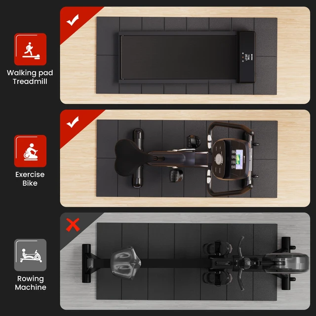Alt view image 6 of 7 - Walking Pad Mat 55x24 for Carpet Floors, Workout Floor Protection | Treadmill Mat for Hardwood Under Walking pad Treadmill Bike Exercise Equipment