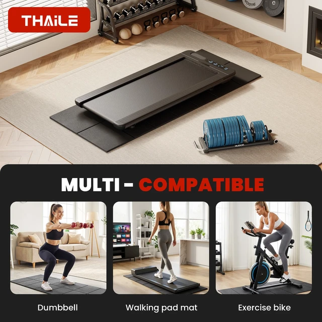 Alt view image 7 of 7 - Walking Pad Mat 55x24 for Carpet Floors, Workout Floor Protection | Treadmill Mat for Hardwood Under Walking pad Treadmill Bike Exercise Equipment