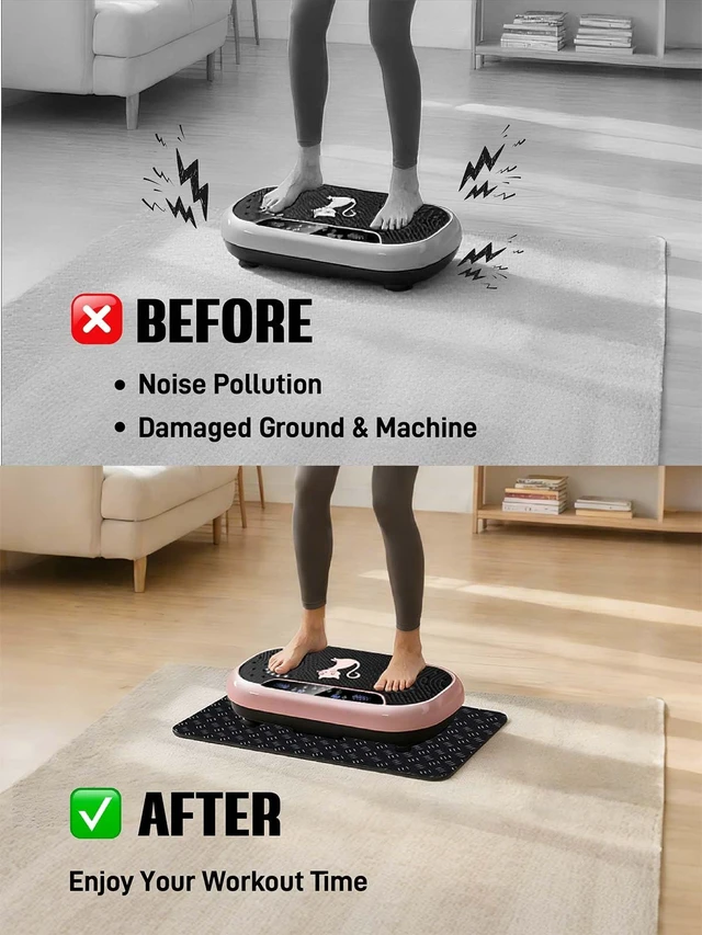 Alt view image 4 of 6 - Upgraded Double-Sided Non-Slip Surface Mat for Vibration Plate Machine - Anti Vibration Pad & Exercise Mat for Most Vibration Platform Machines, Reduce Noise Accessories, Protect Floors & Carpet