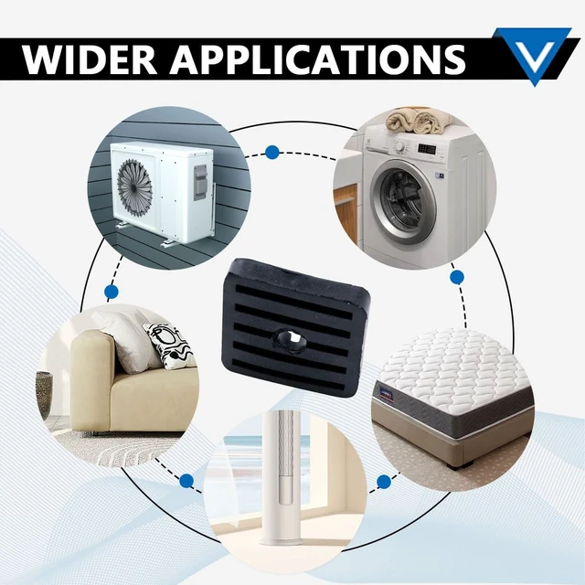 Alt view image 6 of 7 - 4 Pcs Mini Split Anti-Vibration Pads, Air Conditioner Shock Pad, Wall Mounting Bracket Rubber Isolator Pad for Ductless Split Air Conditioner Condenser Heat Pump System Outdoor Condenser Unit A/C HVAC