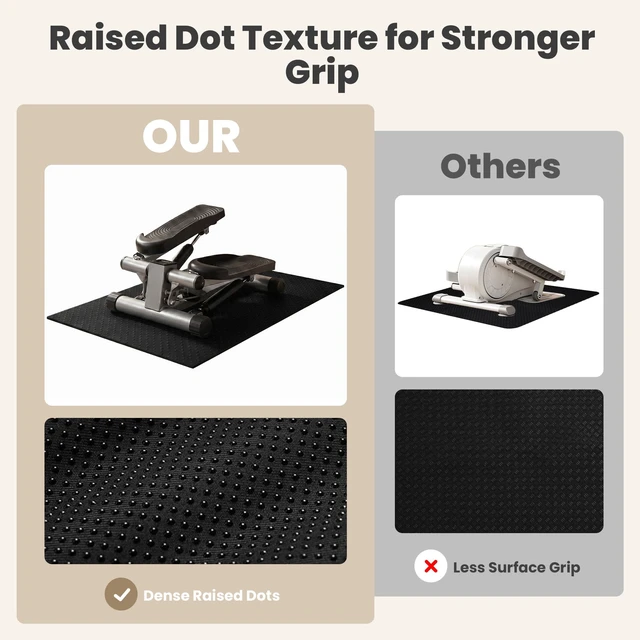 Alt view image 3 of 7 - Double-Sided Felt Elliptical Mat, 26" x 18", Non-Slip Stepper Mat | Raised Dot Non-Slip Texture Exercise equipment mat protects floors helps reduce noise and vibration under machines
