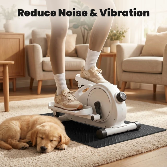 Alt view image 6 of 7 - Double-Sided Felt Elliptical Mat, 26" x 18", Non-Slip Stepper Mat | Raised Dot Non-Slip Texture Exercise equipment mat protects floors helps reduce noise and vibration under machines