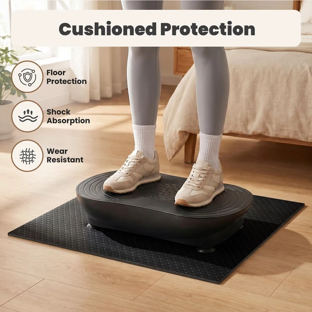 Alt view image 4 of 7 - Double-Sided Felt Elliptical Mat, 26" x 18", Non-Slip Stepper Mat | Raised Dot Non-Slip Texture Exercise equipment mat protects floors helps reduce noise and vibration under machines