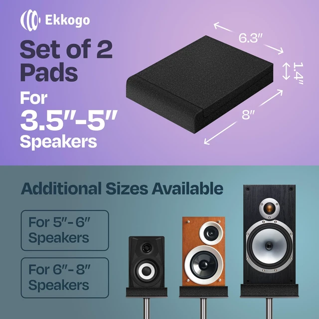 Alt view image 2 of 7 - Studio Monitor Isolation Pads Premium Acoustic Foam for 3-4.5 Inch Speakers with Vibredux HD Foam for Superior Isolation, Black