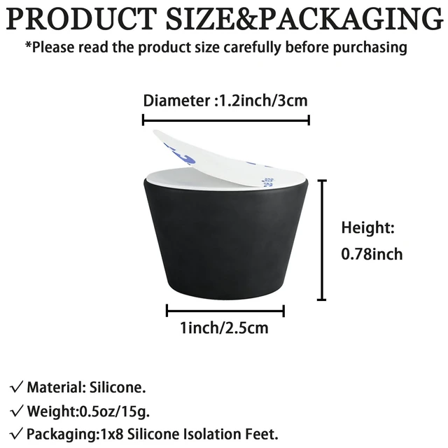 Alt view image 2 of 7 - 1.2" Silicone Non-Skid Speaker Pads-8Pack, Adhesive, for Small Speakers, Turntable, Subwoofer Isolation Feet, Reduced Resonance & Vibration