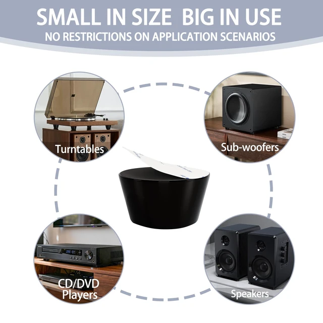 Alt view image 7 of 7 - 1.2" Silicone Non-Skid Speaker Pads-8Pack, Adhesive, for Small Speakers, Turntable, Subwoofer Isolation Feet, Reduced Resonance & Vibration