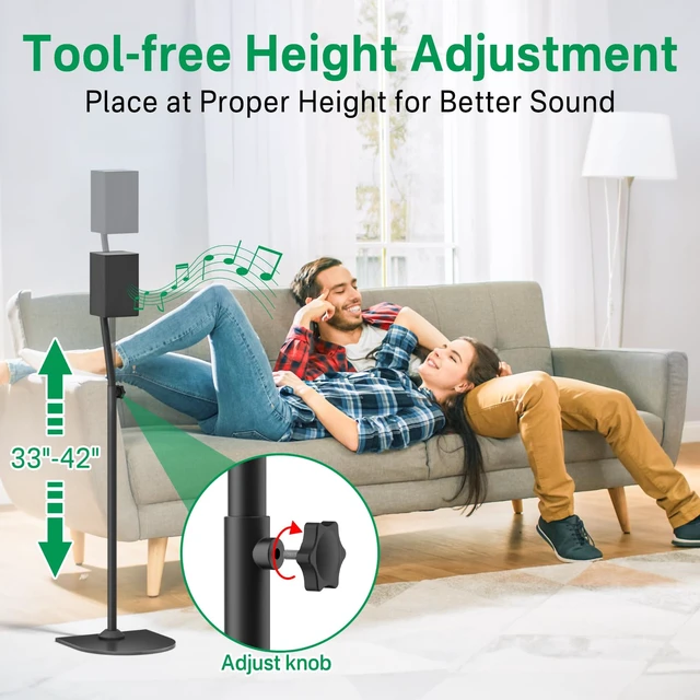 Alt view image 3 of 7 - Speaker Stand Pair for Samsung Stands and Wall Mount - 33" to 42" Height Adjust Floor Stand for Samsung Surround Sound Rear Speakers with Keyhole & Thread Hole