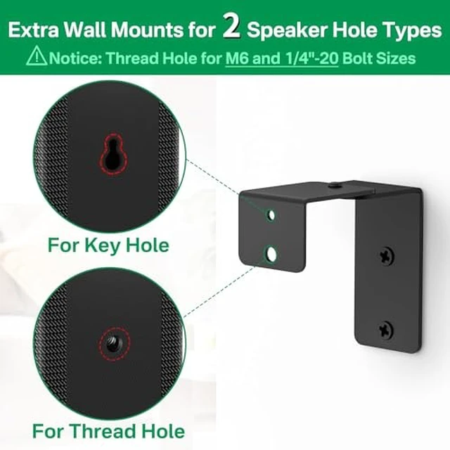 Alt view image 7 of 7 - Speaker Stand Pair for Samsung Stands and Wall Mount - 33" to 42" Height Adjust Floor Stand for Samsung Surround Sound Rear Speakers with Keyhole & Thread Hole