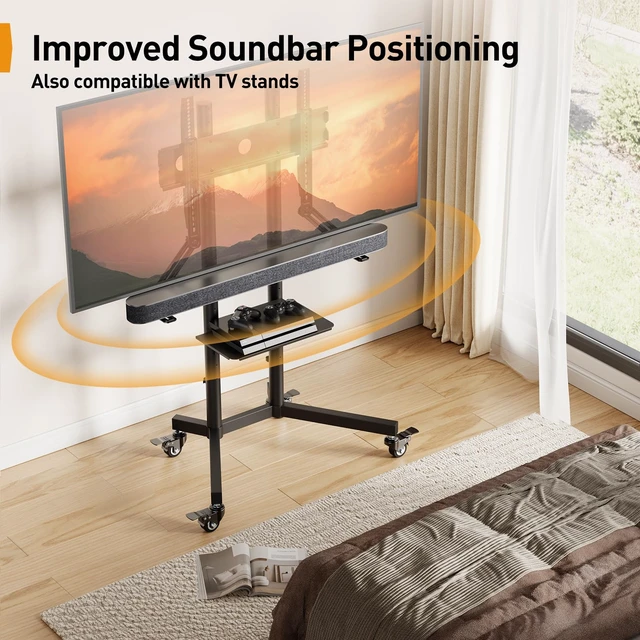 Alt view image 7 of 7 - Soundbar Mount with Adjustable Height, Sound bar Mount up to 15 lbs, Soundbar Mount Under or Above TV, Soundbar tv Mount Bracket with Detachable Long Extension Plates PGSM04B