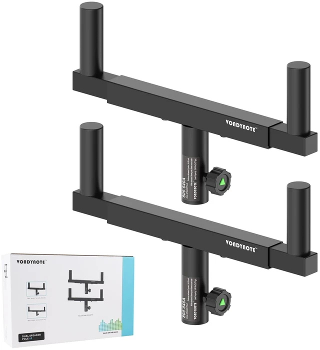 Main image of Set of 2 Dual Speaker Mount Bar Speaker Pole Bracket Adjust Width | 35mm Pole Mount, Dual Speaker Mounting Fork, Dual Mount Speaker Bracket, Adjustable