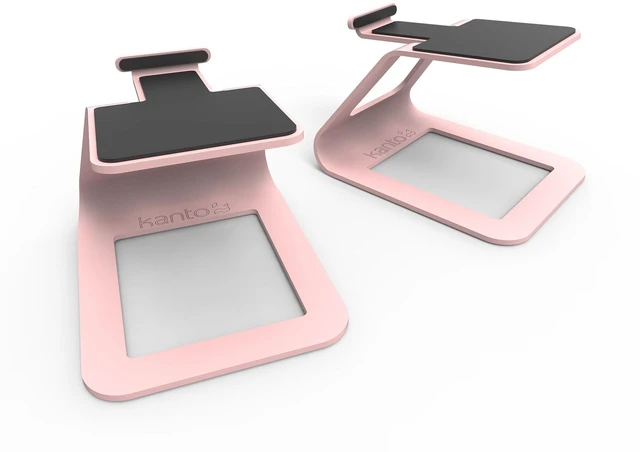 Main image of SE2 Elevated Desktop Speaker Stands for Small Speakers & Compact 2-3 Studio Monitors | 3.8 Tall | Supports 7.1 lbs | Damping 1.5 mm Silicone Padding | Pair | Pink