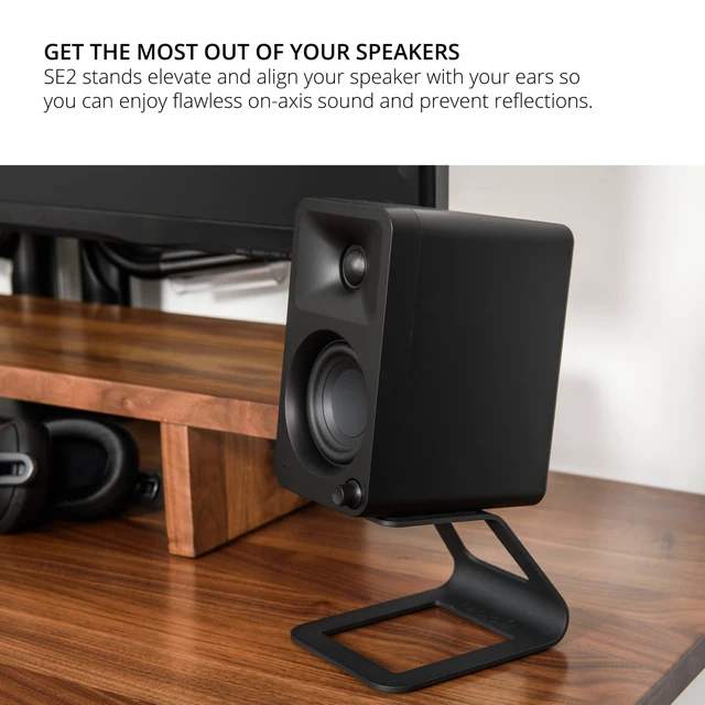 Alt view image 6 of 7 - SE2 Elevated Desktop Speaker Stands for Small Speakers & Compact 2-3 Studio Monitors | 3.8 Tall | Supports 7.1 lbs | Damping 1.5 mm Silicone Padding | Pair | Pink