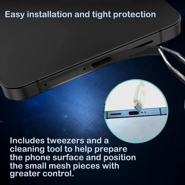 Alt view image 5 of 7 - 8-piece Speaker Protection Cover, Suitable for Samsung Galaxy S26, S26 Plus, S26 Ultra, USB-C Port dust Plug, with Metal mesh dust Cover, Tweezers, Cleaning Tools