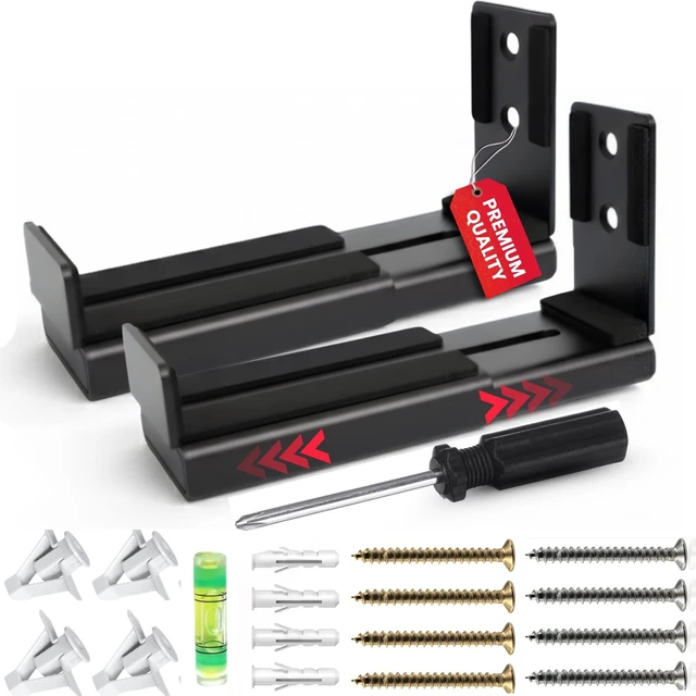 Main image of Premium Universal Soundbar Wall Mount Bracket (Flat-Bottom) 33 lbs Heavy Duty Steel Holder Adjustable Depth Includes Screwdriver Fits Samsung Sony LG Bose JBL Sonos