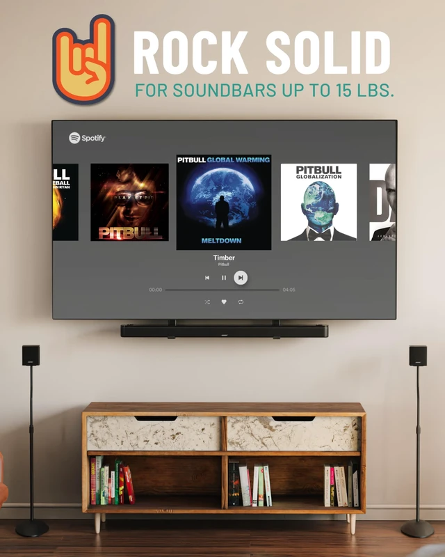 Alt view image 3 of 7 - Universal TV Soundbar Mount w/ Adjustable Height & Depth | Easy to assemble sound bar mount attaches to TV, works w/ speakers up to 15 lbs, extends 3 for Dolby Atmos compatibility