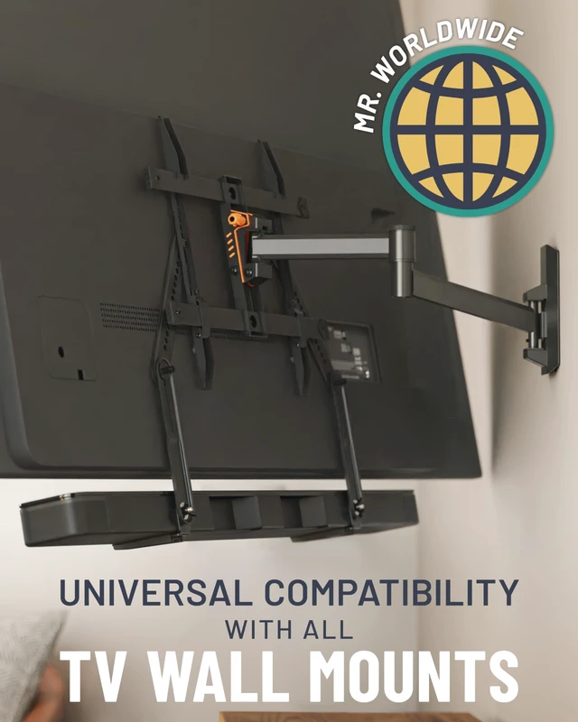 Alt view image 5 of 7 - Universal TV Soundbar Mount w/ Adjustable Height & Depth | Easy to assemble sound bar mount attaches to TV, works w/ speakers up to 15 lbs, extends 3 for Dolby Atmos compatibility