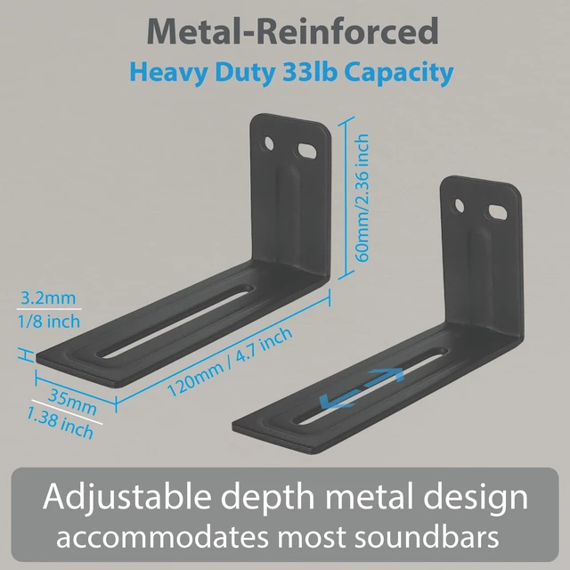 Alt view image 2 of 7 - Soundbar Wall Mount Bracket | Soundbar Wall Mount Bracket for Samsung, LG, Sony, JBL, Vizio, Sonos and More
