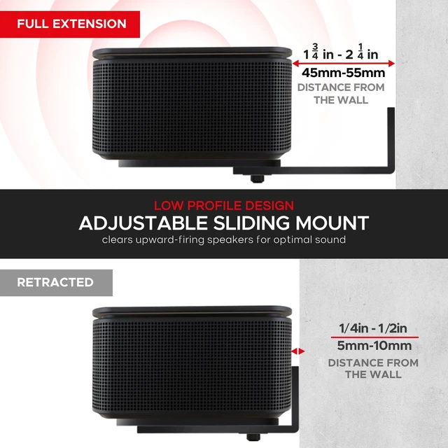 Alt view image 5 of 7 - Adjustable Soundbar Wall Mount for Bose Sound Bar, Black, Pair | Compatible with Bose 300/500/550/600/700/900 Lifestyle Ultra, Smart Sound Bar, TV Speaker, Mounting Under TV Bracket, Black