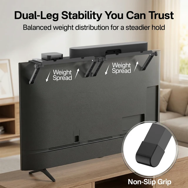 Alt view image 4 of 7 - No Drill Sound Bar Mount Top of TV Universal TV Top Shelf for Small Soundbars Up to 15 Lbs, Floating Sound Bar Shelf Above TV, Fits for Samsung, Sony, LG, Vizio & More Soundbar TV Mount Bracket