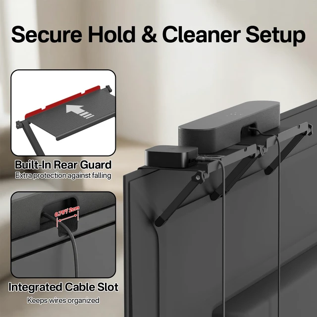 Alt view image 5 of 7 - No Drill Sound Bar Mount Top of TV Universal TV Top Shelf for Small Soundbars Up to 15 Lbs, Floating Sound Bar Shelf Above TV, Fits for Samsung, Sony, LG, Vizio & More Soundbar TV Mount Bracket