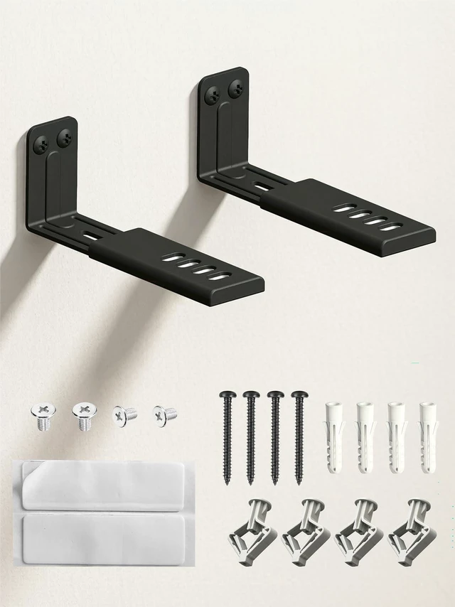 Main image of Metal Soundbar Wall Mount, Depth Adjustable 4.7-7, | Easily Hold up to 33lbs, Speaker Bracket for Samsung, Bose, Vizio, Sony, Sonos and More, All-round Soft Pads, Black