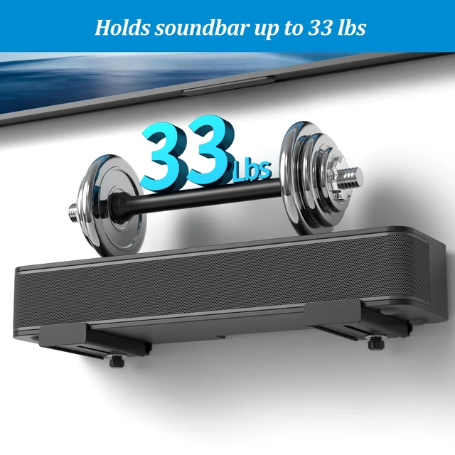Alt view image 4 of 7 - Soundbar Wall Mount, Universal Adjustable Bracket Holder, Black | Holds up to 33 lbs, Sound Bar Mounts Under TV, Depth Adjustable 3.96.7, Heavy-Duty Home Theater Shelf