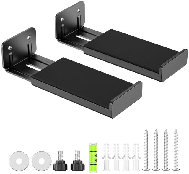 Main image of Soundbar Wall Mount, Universal Adjustable Bracket Holder, Black | Holds up to 33 lbs, Sound Bar Mounts Under TV, Depth Adjustable 3.96.7, Heavy-Duty Home Theater Shelf