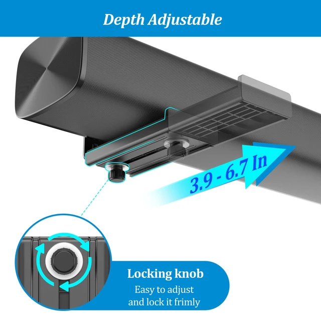 Alt view image 3 of 7 - Soundbar Wall Mount, Universal Adjustable Bracket Holder, Black | Holds up to 33 lbs, Sound Bar Mounts Under TV, Depth Adjustable 3.96.7, Heavy-Duty Home Theater Shelf