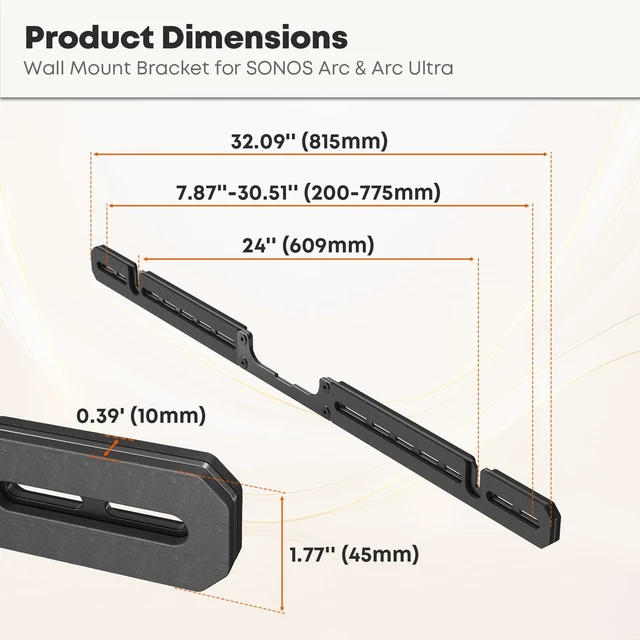 Alt view image 6 of 7 - for Sonos Arc Ultra & Sonos Arc Soundbar Wall Mount | Hidden Design,with Spirit Level and Protective Foam Pads, Sound Bar Mounts Under TV, Weight Capacity 22 LBS