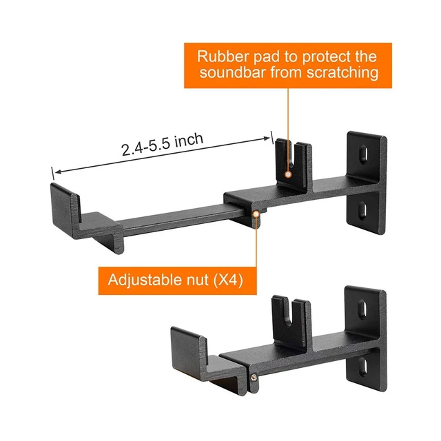 Alt view image 4 of 7 - Heavy Duty Aluminum Soundbar Wall Mount - Universal Adjustable Bracket for RV, Home Theater & More - Fits Samsung, Sony, Bose, Sonos, LG, Vizio, Roku, Yamaha - Solid & Rust-Proof