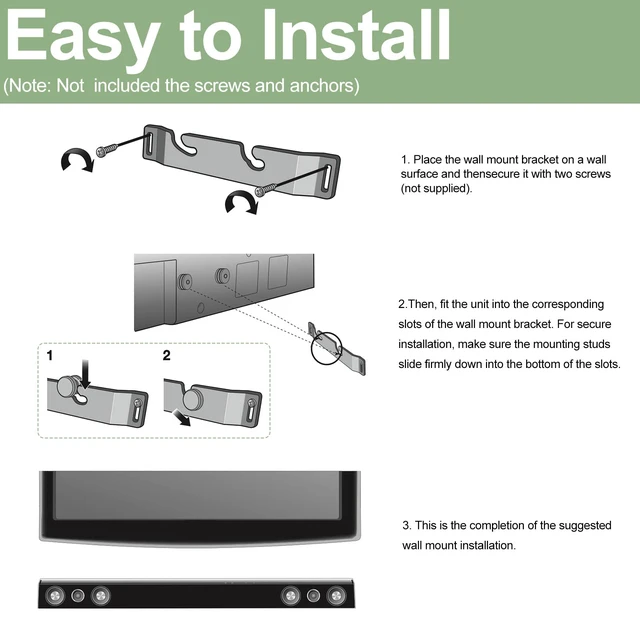 Alt view image 7 of 7 - Soundbar Wall Mount Bracket for Samsung HW-F450 HW-E450 HW-E350 HW-C451 HW-C450 HW-D550 HT-WS1G HW-D350 HW-D450 WS1G & More, Metal Black Subwoofer Speaker Stands Wall Bracket Holder AH61-03768A
