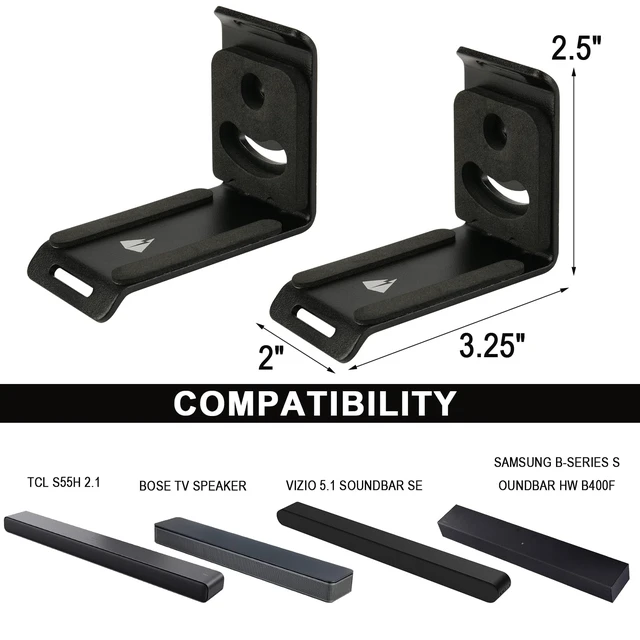 Alt view image 3 of 7 - Soundbar Wall Mount for JBL/Bose/Sonos/Samsung/Vizio/Sony Sound bar | Under TV Soundbar Mount for Home RV Boat Bracket with Hook and Loop Straps Metal Sound Bar Shelf