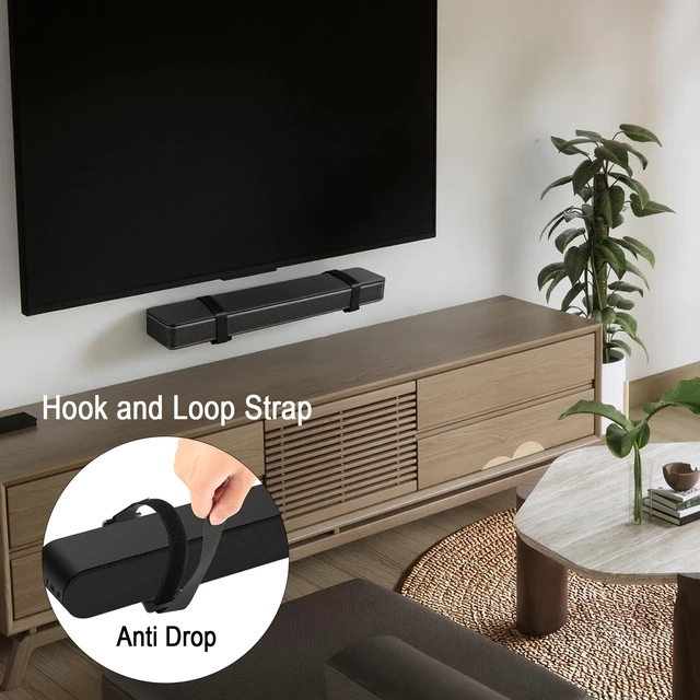 Alt view image 5 of 7 - Soundbar Wall Mount for JBL/Bose/Sonos/Samsung/Vizio/Sony Sound bar | Under TV Soundbar Mount for Home RV Boat Bracket with Hook and Loop Straps Metal Sound Bar Shelf