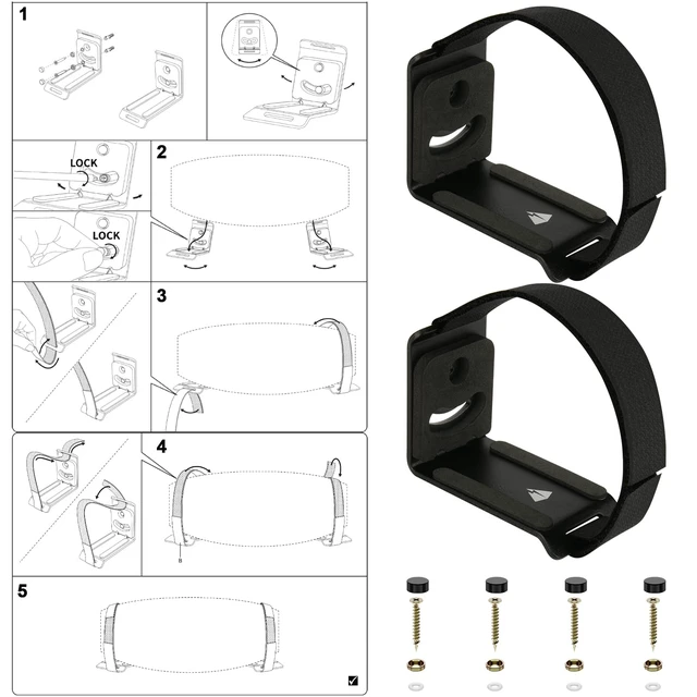 Alt view image 6 of 7 - Soundbar Wall Mount for JBL/Bose/Sonos/Samsung/Vizio/Sony Sound bar | Under TV Soundbar Mount for Home RV Boat Bracket with Hook and Loop Straps Metal Sound Bar Shelf