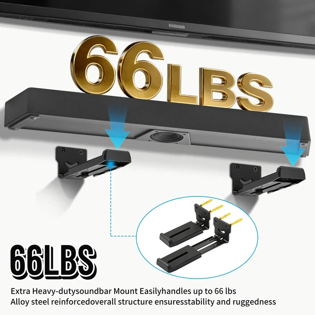 Alt view image 5 of 7 - Soundbar Wall Mount Bracket -Universal Soundbar Mount&Soundbar Shelf for Samsung,Bose,Vizio,LG,Sony,JBL and More,Hold up to 66LBS,Depth Adjustable 4.09-7.28,All-Metal Sturdy Design
