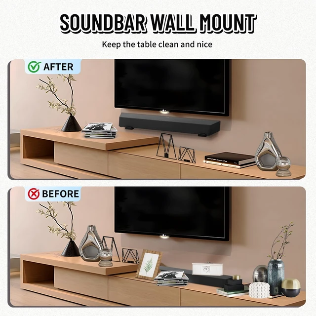 Alt view image 6 of 7 - Soundbar Wall Mount Bracket -Universal Soundbar Mount&Soundbar Shelf for Samsung,Bose,Vizio,LG,Sony,JBL and More,Hold up to 66LBS,Depth Adjustable 4.09-7.28,All-Metal Sturdy Design