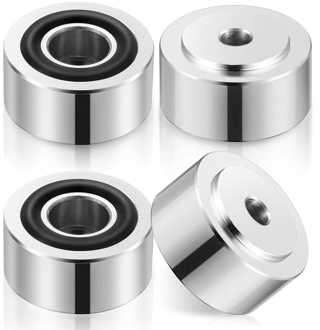 Main image of 4PCS Aluminum Alloy Speaker Isolation Feet, Turntable Isolation Pad | Reduce Vibration & Resonance | Speaker Spike Pads with Non-Slip Rubber Ring | For Amplifier HiFi Devices Recorder CD | Silver