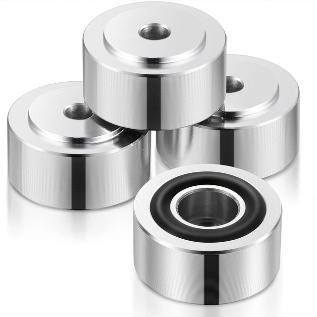 Alt view image 2 of 7 - 4PCS Aluminum Alloy Speaker Isolation Feet, Turntable Isolation Pad | Reduce Vibration & Resonance | Speaker Spike Pads with Non-Slip Rubber Ring | For Amplifier HiFi Devices Recorder CD | Silver