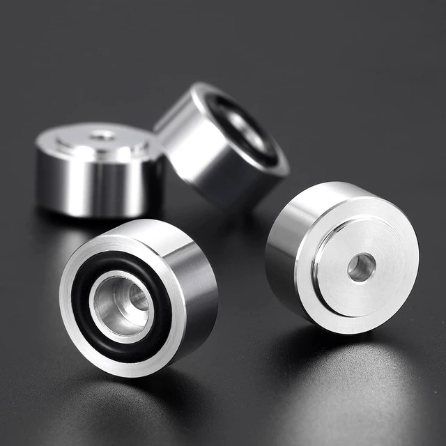 Alt view image 3 of 7 - 4PCS Aluminum Alloy Speaker Isolation Feet, Turntable Isolation Pad | Reduce Vibration & Resonance | Speaker Spike Pads with Non-Slip Rubber Ring | For Amplifier HiFi Devices Recorder CD | Silver