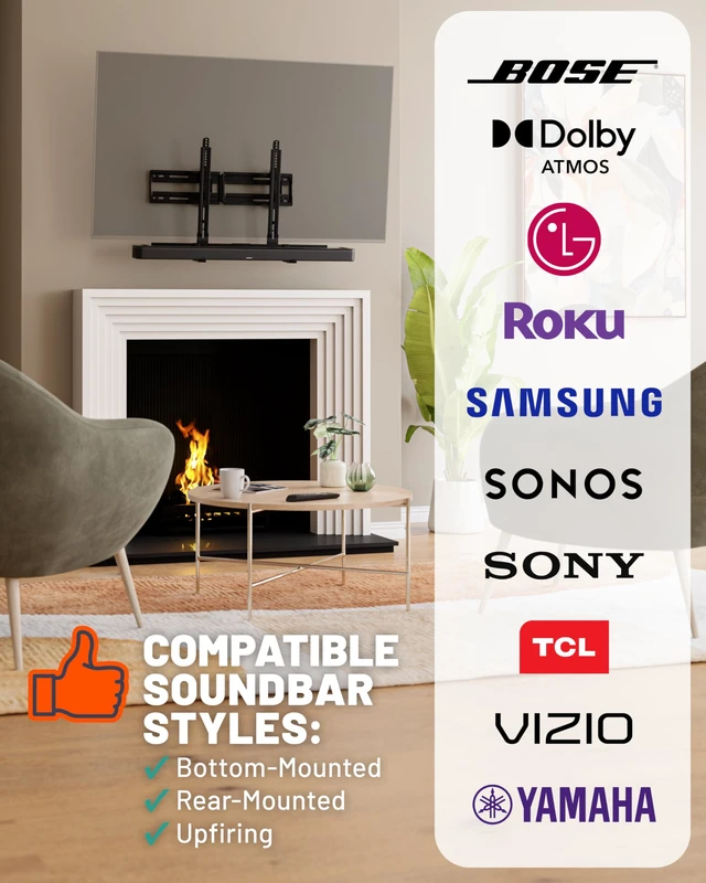 Alt view image 6 of 7 - XL Soundbar Mount for Speakers up to 20lbs Attaches to TVs up to 86 or Wood Studs 16-24 Universal Design & 2.6 Extension for Dolby Atmos Easy DIY Install w/ Included Hardware