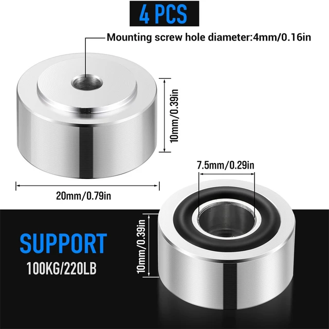 Alt view image 7 of 7 - 4PCS Aluminum Alloy Speaker Isolation Feet, Turntable Isolation Pad | Reduce Vibration & Resonance | Speaker Spike Pads with Non-Slip Rubber Ring | For Amplifier HiFi Devices Recorder CD | Silver
