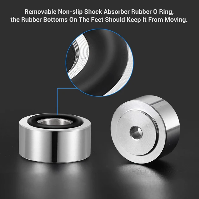 Alt view image 5 of 7 - 4PCS Aluminum Alloy Speaker Isolation Feet, Turntable Isolation Pad | Reduce Vibration & Resonance | Speaker Spike Pads with Non-Slip Rubber Ring | For Amplifier HiFi Devices Recorder CD | Silver
