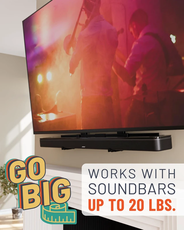 Alt view image 4 of 7 - XL Soundbar Mount for Speakers up to 20lbs Attaches to TVs up to 86 or Wood Studs 16-24 Universal Design & 2.6 Extension for Dolby Atmos Easy DIY Install w/ Included Hardware
