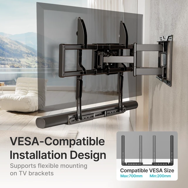 Alt view image 5 of 7 - Soundbar TV Mount Compatible with Sonos Arc Ultra, Black | Hold 22 Lbs, Soundbar Mount for TV for Surround Sound,Two Installation Options,Black