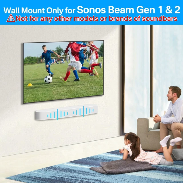 Alt view image 2 of 7 - Soundbar Mount for Sonos Beam Wall Mount White - Heavy Duty Wall Bracket Mount for Sonos Beam Gen 1 & Gen 2 Mounting Bracket for Space Saving
