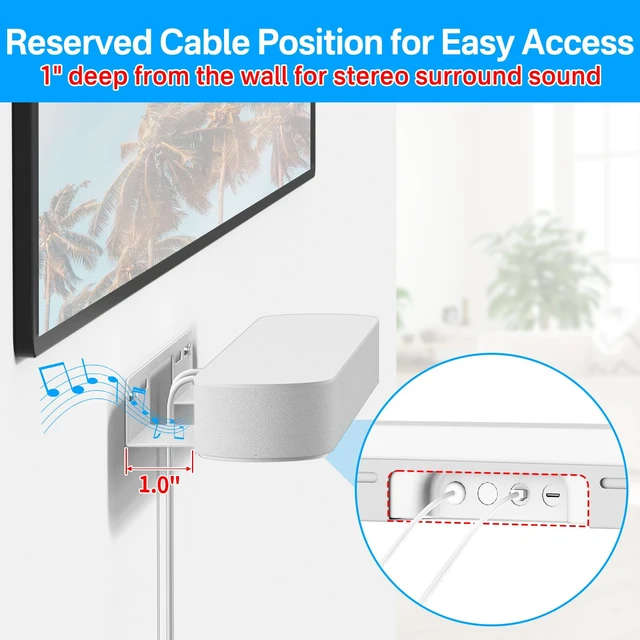Alt view image 5 of 7 - Soundbar Mount for Sonos Beam Wall Mount White - Heavy Duty Wall Bracket Mount for Sonos Beam Gen 1 & Gen 2 Mounting Bracket for Space Saving