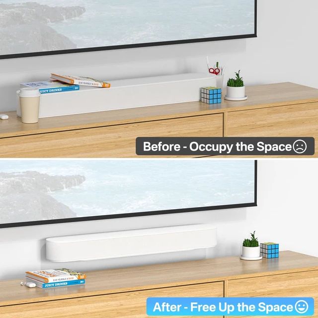 Alt view image 6 of 7 - Soundbar Mount for Sonos Beam Wall Mount White - Heavy Duty Wall Bracket Mount for Sonos Beam Gen 1 & Gen 2 Mounting Bracket for Space Saving