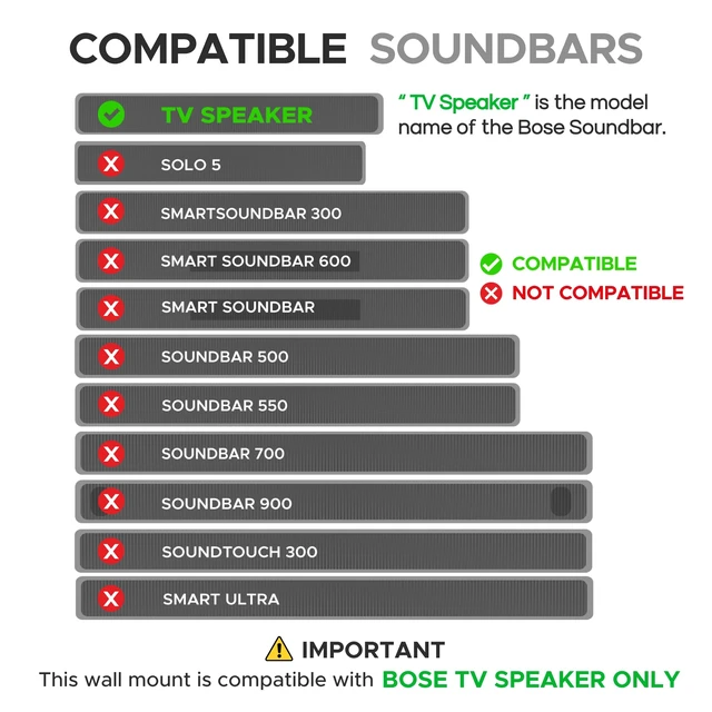Alt view image 3 of 7 - TV Speaker Wall Mount Bracket for Bose TV Speaker Soundbar Only | Only Compatible with Bose TV Speaker Sound Bar | Complete with Full Mounting Hardware Kit | UK Design
